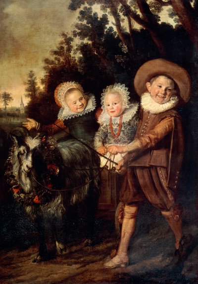 Tre børn med gedevogn, ca. 1620 (olie på lærred) af Frans Hals
