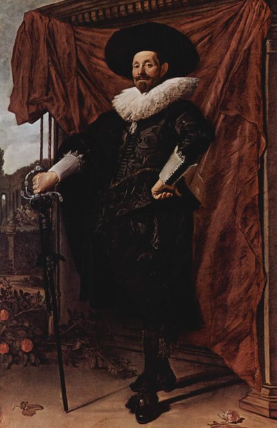 Willem van Heythuysen poserer med et sværd af Frans Hals