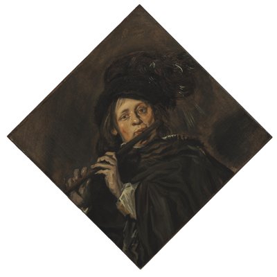 Ung mand spiller fløjte af Frans Hals