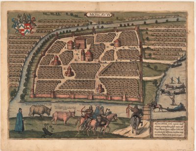 Kort over Moskva i det 16. århundrede Fra: Civitates orbis terrarium, 1575 af Frans Hogenberg