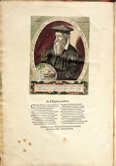Portræt af Gerardus Mercator 1512-1594 i en alder af 62 af Frans Hogenberg