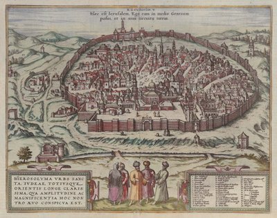 Jerusalem-kortet Fra: Jansson, Jan Kort over de berømte byer i Spanien, Amsterdam, 1657, 1657 af Frans Hogenberg