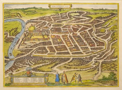Vilnius fra verdens første teater af Georg Braun, 1580