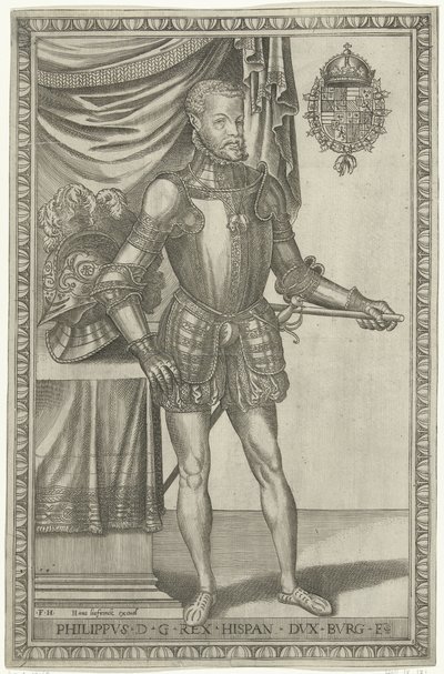 Portræt af kong Filip II af Spanien Fuld længde portrætter af konger og dronninger (serietitel) af Frans Huys