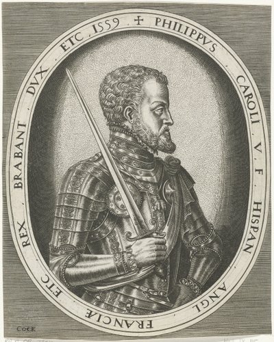 Portræt af kong Filip II af Spanien Portrætter af konger, dronninger, prinser og prinsesser (serietitel) af Frans Huys
