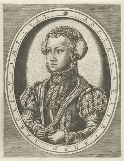 Portræt af dronning Mary af Bøhmen Portrætter af konger, dronninger, prinser og prinsesser (serietitel) af Frans Huys
