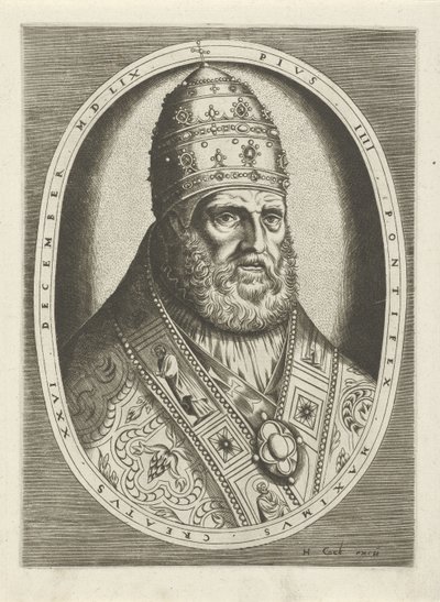 Portræt af pave Pius IV Portrætter af konger, dronninger, prinser og prinsesser (serietitel) af Frans Huys