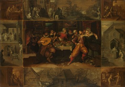 Lignelsen om den fortabte søn, ca. 1610-1620 (olie på panel) af Frans II Francken