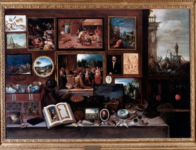 Udsigt over et kuriositeter eller vidunderes kammer (maleri af Frans II Francken