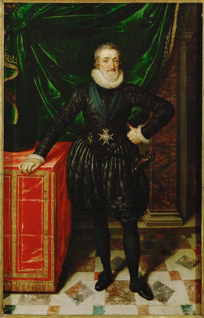 Henri IV, konge af Frankrig, i sort hofdragt ... af Frans II Pourbus