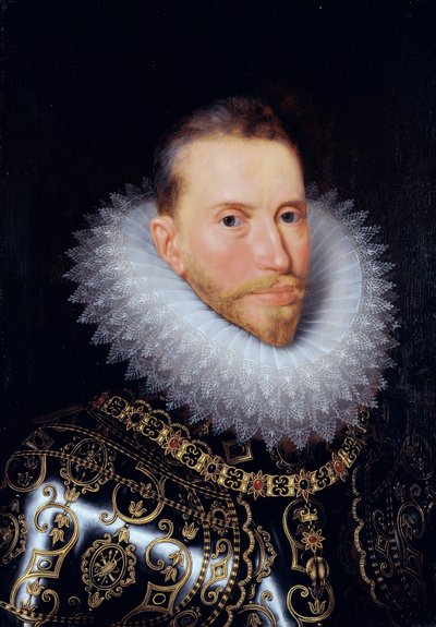 ""Portræt af Albert af Østrig (1559-1621)" (Portræt af Albert VII, ærkehertug af Østrig (1559-1621)) Maleri af Frans Pourbus den yngre (1569-1622) - Olie på træ - Dim 60x42 cm Groeningemuseum, Brügge af Frans II Pourbus