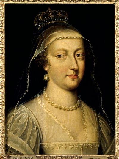 Portræt af Anne af Østrig (1601-1666), dronning af Frankrig. Maleri af Frans Pourbus Le Jeune (Francois (Franz) Porbus af Frans II Pourbus