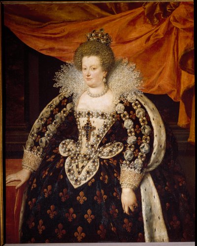 Portræt af Marie de Medicis (1573 - 1642), hustru til Henrik IV og mor til Ludvig XIII. Maleri af Frans Pourbus Le Jeune (Francois (Franz) Porbus af Frans II Pourbus