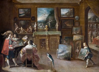 Et besøg hos kunsthandleren, ca. 1625 (olie på kobber) af Frans II the Younger Francken