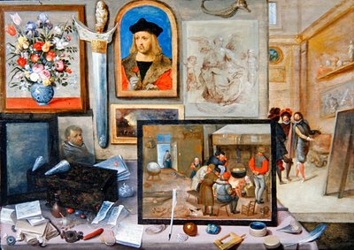 Det indre af en kunstners studie (olie på panel) af Frans II the Younger and workshop Francken