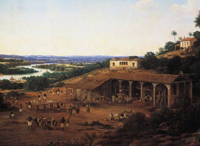 Sukkerrørmøller i Brasilien, af Frans Post (1612-1680), olie på lærred af Frans Post
