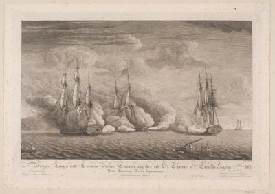 Briggen Lougen angribes ved St. Thomas, 3. marts 1801 af Frans Martin Dodt