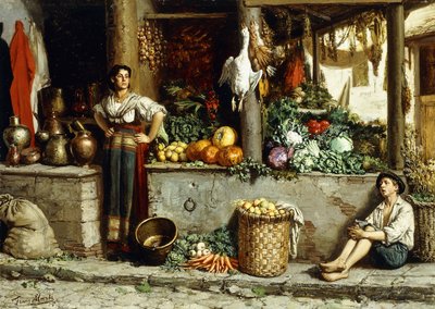 Et Grøntsagsmarked; Et grøntsagsmarked, 1874 af Frans Meerts