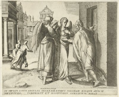 Lot og de to engle Gæstfrihed (titel på objekt) History of Destiny (serietitel) af Frans Menton