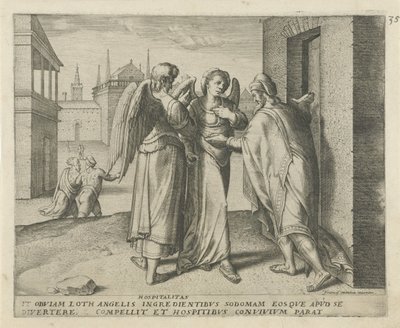 Lot og de to engle Gæstfrihed (titel på objekt) History of Destiny (serietitel) af Frans Menton