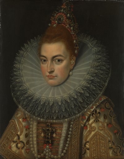 Portræt af ærkehertuginde Isabella Clara Eugenia (1566-1633), Infanta af Spanien af Frans Pourbus (II) (workshop of)