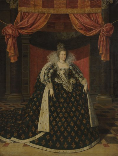Portræt af Marie de Médicis (1575-1642), dronning af Frankrig, i statskåbe af Frans Pourbus (II) (workshop of)