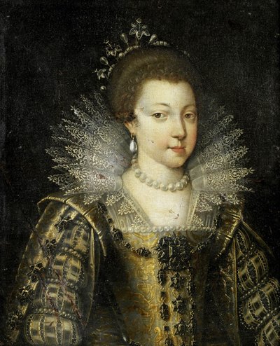 Circle of Pourbus - Portræt af en ung dame, muligvis Elizabeth af Frankrig af Frans Pourbus the Younger