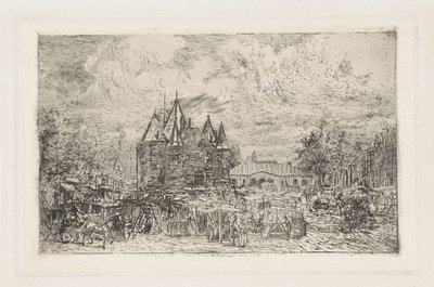 Udsigt over Nieuwmarkt, Amsterdam af Frans Schikkinger