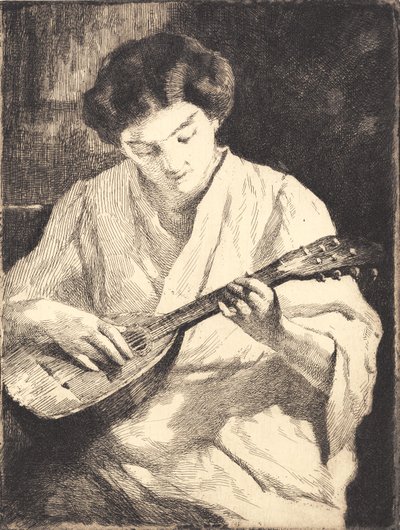 Mandolinspillende dame af Frans Schwartz