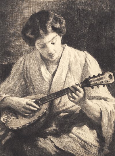 Mandolinspillende dame af Frans Schwartz