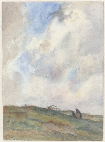 Klitlandskab under storm med to figurer af Frans Alexander Evert Lodewijk Smissaert