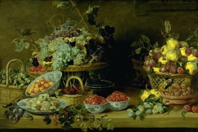 Stilleben med frugt på et bord af Frans Snijders