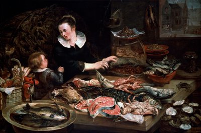 En fiskehandlerbutik, c1616-1618. af Frans Snyders or Snijders