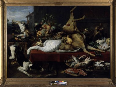 Stilleben af vildt, fisk, frugt og grøntsager (olie på lærred) af Frans Snyders