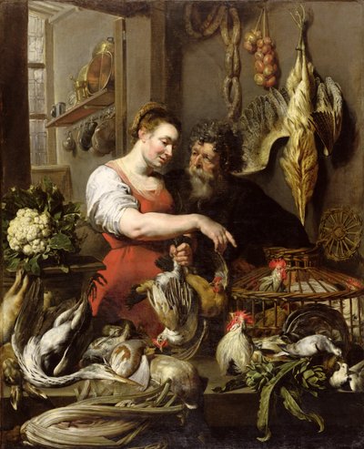 Poulterens butik (olie på lærred) af Frans Snyders or Snijders