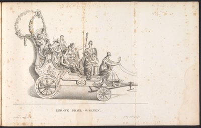 Første flåd i processionen til Saint Rumbold, 1825 First Prael-waegen (titel på objekt) af Frans Vervloet