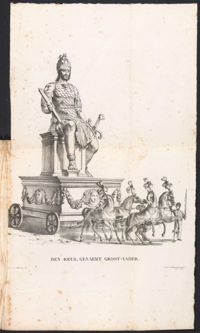 Kæmpefarfar i processionen for Saint Rumbold, 1825 Den Reuse, kaldet bedstefar (titel på objekt) af Frans Vervloet
