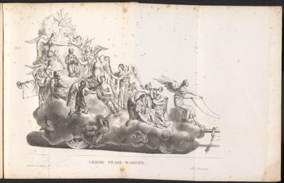 Fjerde flåd i processionen til Saint Rombout, 1825 Fjerde Prael-waegen (titel på objekt) af Frans Vervloet