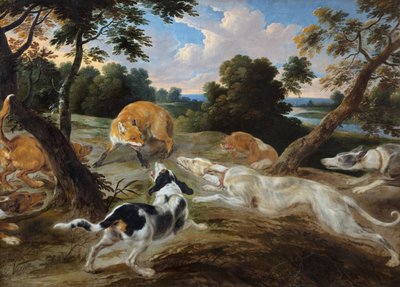En ræv i bugten omgivet af hunde af Frans and Wildens Jan Snyders