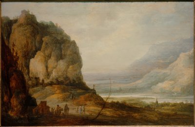 Floddal med by og bjerge af Frans de Momper