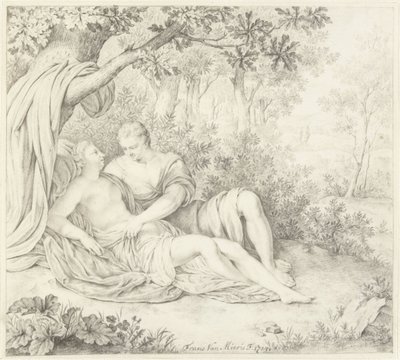 Kærlighedspar under træet af Frans van Mieris (II)