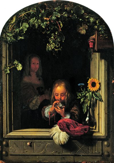 Dreng blæser bobler af Frans van Mieris the Elder
