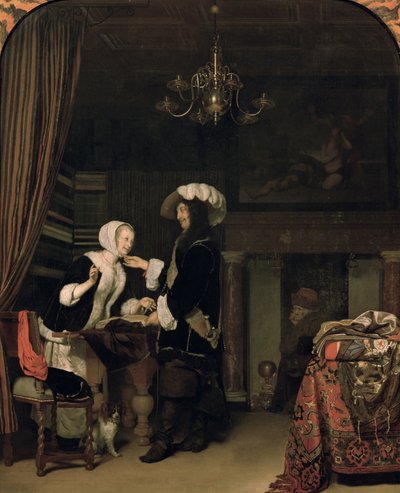 Cavalier i butikken af Frans van Mieris the Elder