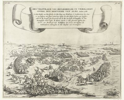 Slaget ved Heiligerlee, 1568 Slaget ved Heyligherlee i Vrieslandt under hertugen af ​​Alba. Anno 1568 (titel på objekt) af Frans van den Wijngaerde