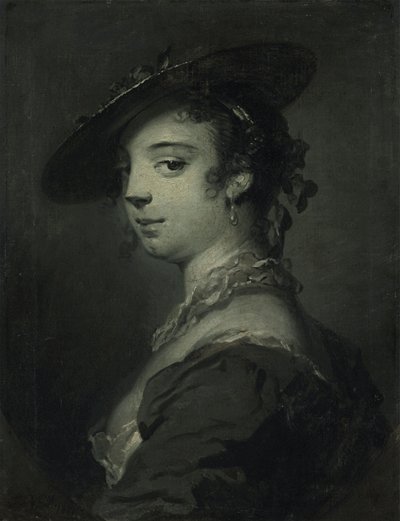 Portræt af en ung dame i brysthøjde (olie på lærred) af Frans van der Mijn