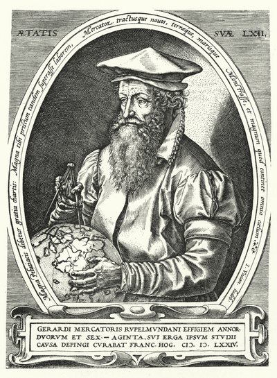 Gerardus Mercator, flamsk kartograf, geograf og kosmograf (gravering) af Franz (after) Hogenberg