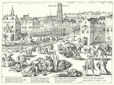 Slyngning af Mechelen af spanierne af Franz (after) Hogenberg