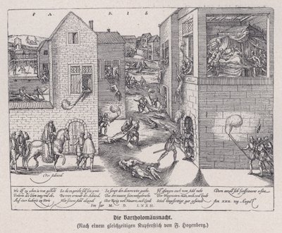 Massakren på Skt. Bartolomæusdagen, Paris, Frankrig af Franz (after) Hogenberg