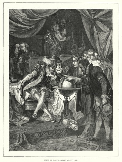 Christopher Columbus i Santa Fe-lejren, Spanien af Franz (after) Kollarz