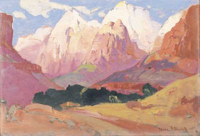 Grand Tetons (olie om bord) af Franz A. Bischoff